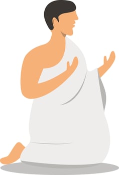 Illustration of Muslim Man Hajj Pilgrims with Flat Design vector