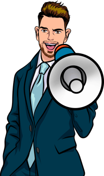 Businessman in a vintage poster shouting about a flash sale. png