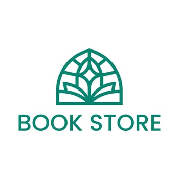 book store library flat minimalist logo design vector