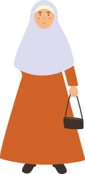 Hijab Muslim Female Style Cartoon Illustration on White Background vector