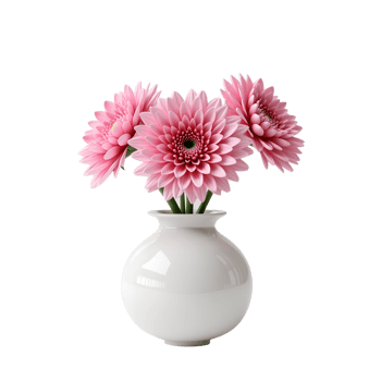 Charming Floral Art Pink Blooms in a Classic White Vase png