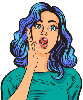 Comic-style lady animatedly sharing a crazy rumor. png