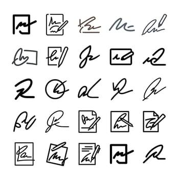 Signature icon set sticker vector