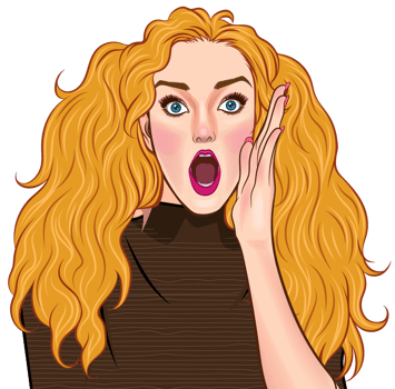 Comic-style girl screaming with a surprised expression. png
