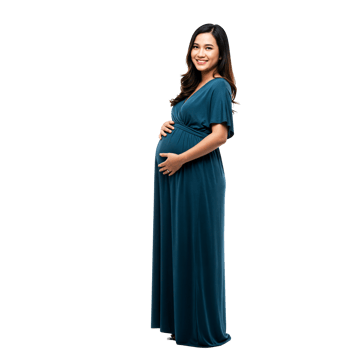 A pregnant woman in a blue dress png