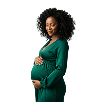 A pregnant woman in a green dress png