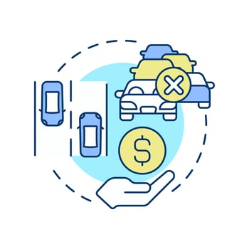 Traffic economics multi color concept icon. Economic prosperity and product pricing. Transport management. Round shape line illustration. Abstract idea. Graphic design. Easy to use in booklet vector