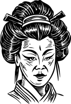 Vintage illustration of a geisha face vector