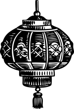 Japanese festival lantern illustration in vintage style vector