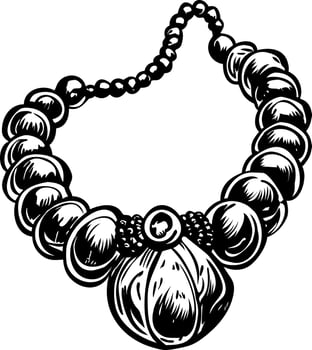 A vintage style illustration of a jade necklace vector