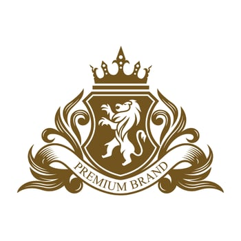 Luxury Lion Crest Logo with Vintage Ornamental Design illustration vector