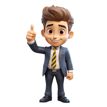 3D businessman cartoon character isolated on transparent background png
