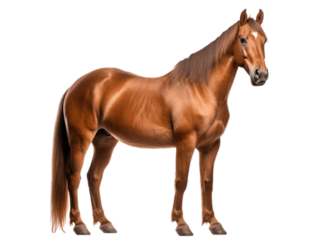 a brown horse is standing isolated on transparent background png