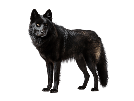 a black wolf isolated on transparent background png
