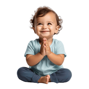 A baby sitting and clapping its hands isolated on transparent background png