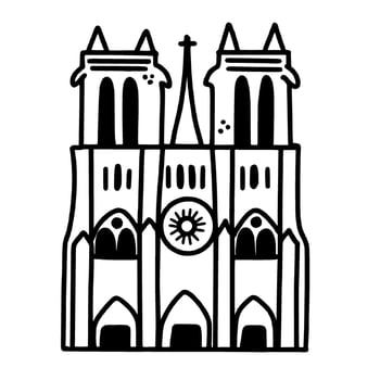 Notre dame Hand drawn line art Paris Illustration vector