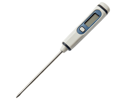 Digital food thermometer with long probe on a transparent background png