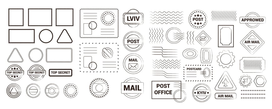 Grunge postage stamp collection. Set of post stamp. Retro grunge postmark. Vintage grunge postage stamp vector
