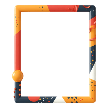 a colorful frame with a black and orange design png