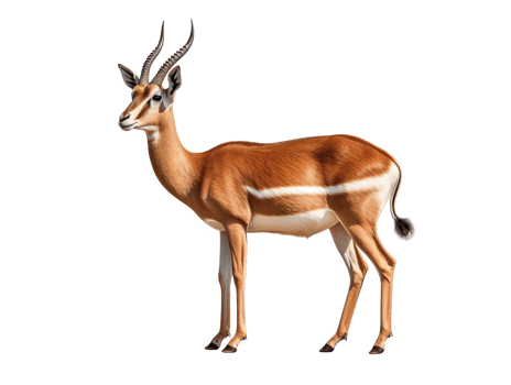 a gazelle standing gracefully isolated on transparent background png
