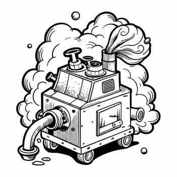 Steampunk Industrial Machine Illustration with Steam and Gears Vintage Mechanical Art vector