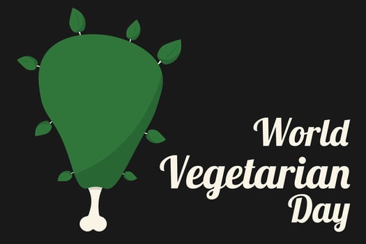 Vegetarian Day symbol. Green leg with leaves. Vegan lifestyle illustration vector