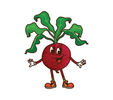 Cartoon groovy beetroot vegetable y2k character vector