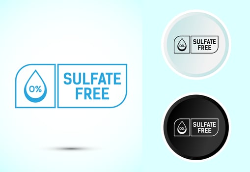 Sulfate free icon. No sulphate badge for product warranty, Color black and white vector