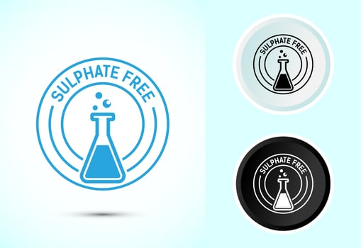 Sulfate free icon illustration. No sulphate badge for product warranty, Color black and white vector