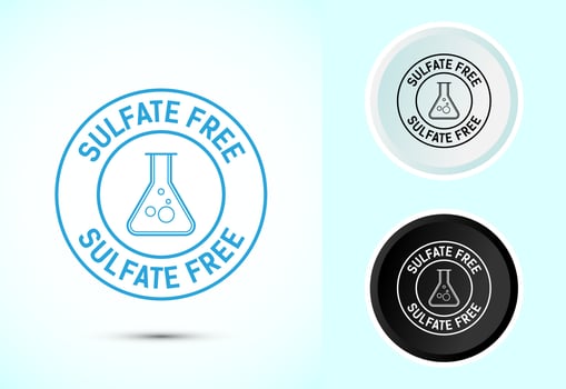 Sulfate free icon design. No sulphate badge for product warranty, Color black and white vector