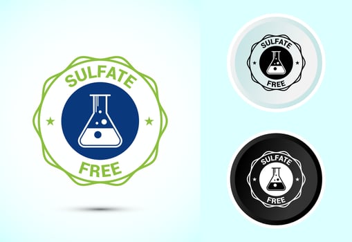 Sulfate free icon. No sulphate badge label for product warranty, Color black and white vector