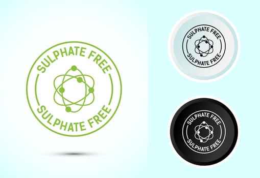 Sulfate free icon design. No sulphate badge label for product warranty, Color black and white vector