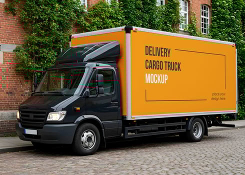 Delivery Cargo Truck Mockup psd