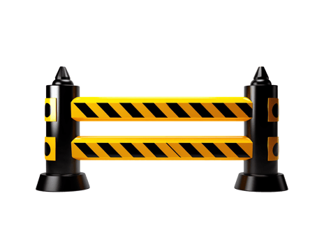 a yellow and black traffic barricade isolated on transparent background png