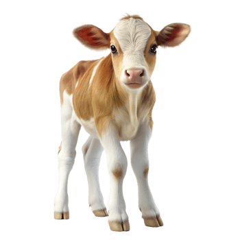 calf in the grass is isolated on transparent background png