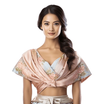 A woman wearing Thai clothing isolated on transparent background png