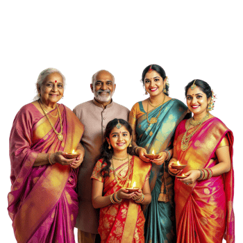 An indian family in traditional clothing png