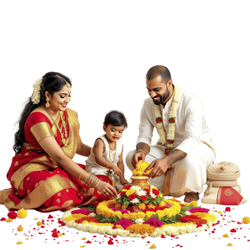 A man and woman with a child png