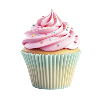 A cupcake with pink frosting on top png