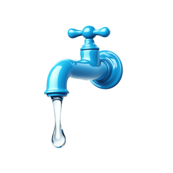 Closeup Modern Blue Water Faucet on transparent background. png