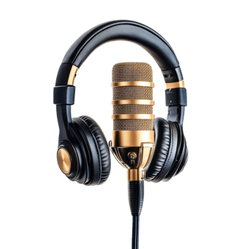 Studio Headphones Mic Music on transparent background. png