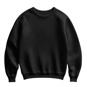 Black Sweatshirt Mockup Design on transparent background. png