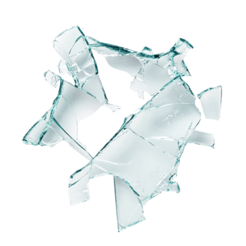 Shattered Glass on White on transparent background. png