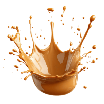 Caramel Delight Splash Background on transparent background. png