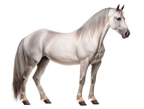 Andalusian Horse Front View Grey isolated on transparent background png