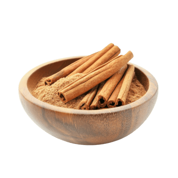 Spicy Cinnamon Aromatic Powder and Sticks on transparent background. png