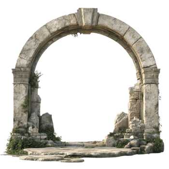 Ancient Ruins Majestic Archways on transparent background. png