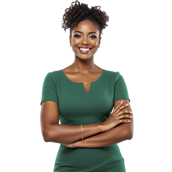A beautiful black woman in a green dress png