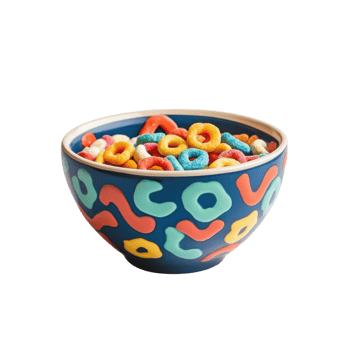Colorful Cereal Bowl on White on transparent background. png