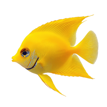 Vibrant Yellow Tang Fish Swimming on transparent background. png